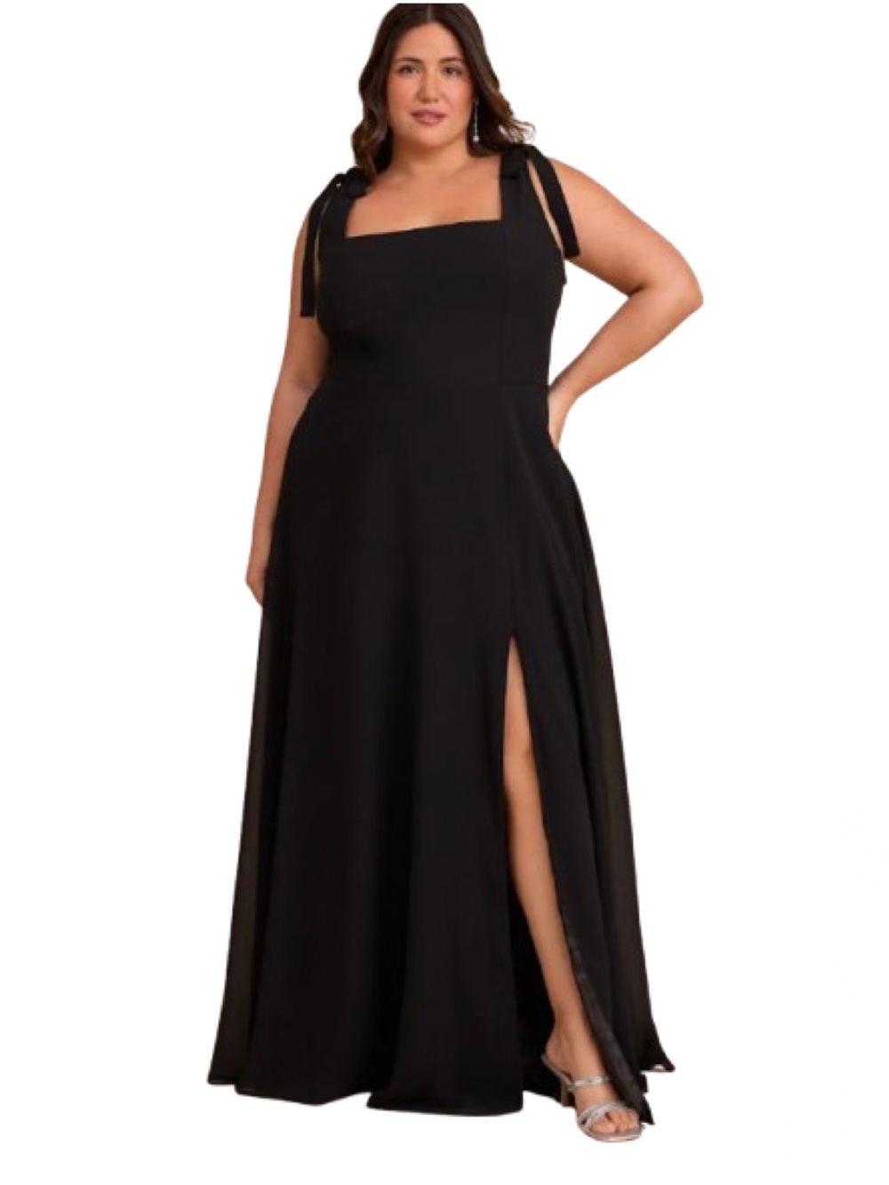 Lulus Love Me Forever Black Square Neck Maxi Dress, Black, Tie-Shoulder Size XL